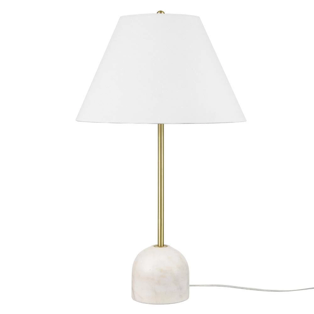Diya 28.94 in. Brass/White Table Lamp with Fabric Shade by Light Society 6 Diya 28.94 in. Brass/White Table Lamp with Fabric Shade by Light Society - Image 4
