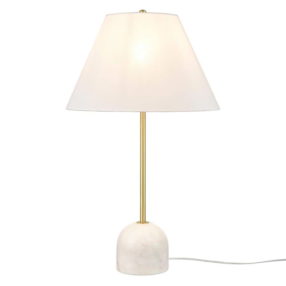 Diya 28.94 in. Brass/White Table Lamp with Fabric Shade by Light Society 5 Diya 28.94 in. Brass/White Table Lamp with Fabric Shade by Light Society - Image 3