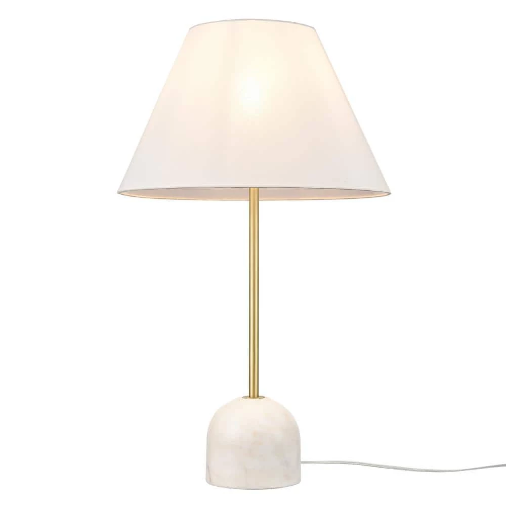 Diya 28.94 in. Brass/White Table Lamp with Fabric Shade by Light Society 3 Diya 28.94 in. Brass/White Table Lamp with Fabric Shade by Light Society