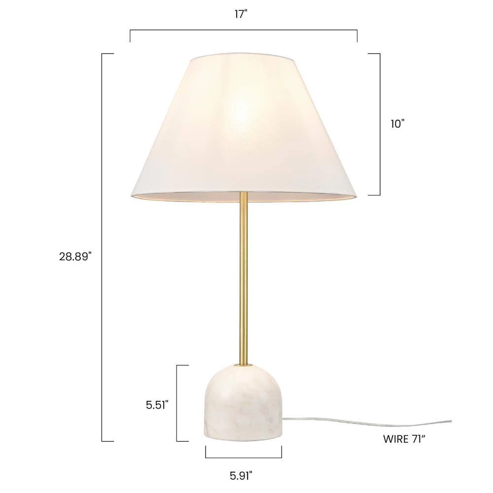 Diya 28.94 in. Brass/White Table Lamp with Fabric Shade by Light Society 9 Diya 28.94 in. Brass/White Table Lamp with Fabric Shade by Light Society - Image 7