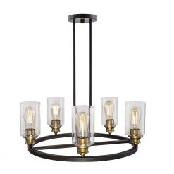 Solero 5-Light Bronze and Antique Brass Chandelier with Clear Shades by DSI LIGHTING -Hot Sale Light Society Store bronze and antique brass dsi lighting chandeliers ds18973 1f 1000