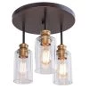 Solero 13 in. 3-Light Bronze and Antique Brass Flush Mount with Clear Shades by DSI LIGHTING -Hot Sale Light Society Store bronze and antique brass dsi lighting flush mount lights ds18971 64 1000
