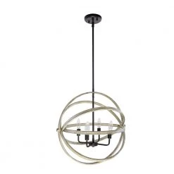 21 in. 5-Light Bronze and Faux Wood Foyer Pendant by DSI LIGHTING