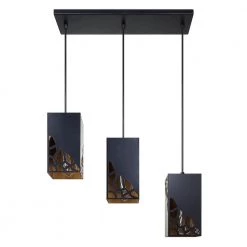 3-Light Bronze Pendant with Rectangular Metal Shades by DSI LIGHTING