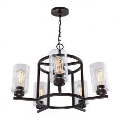 Summer 24 in. 5-Light Bronze Chandelier with Clear Glass Shades by DSI LIGHTING -Hot Sale Light Society Store bronze dsi lighting chandeliers ds18948 1f 1000