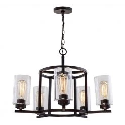 Summer 24 in. 5-Light Bronze Chandelier with Clear Glass Shades by DSI LIGHTING -Hot Sale Light Society Store bronze dsi lighting chandeliers ds18948 40 1000