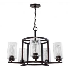 Summer 24 in. 5-Light Bronze Chandelier with Clear Glass Shades by DSI LIGHTING