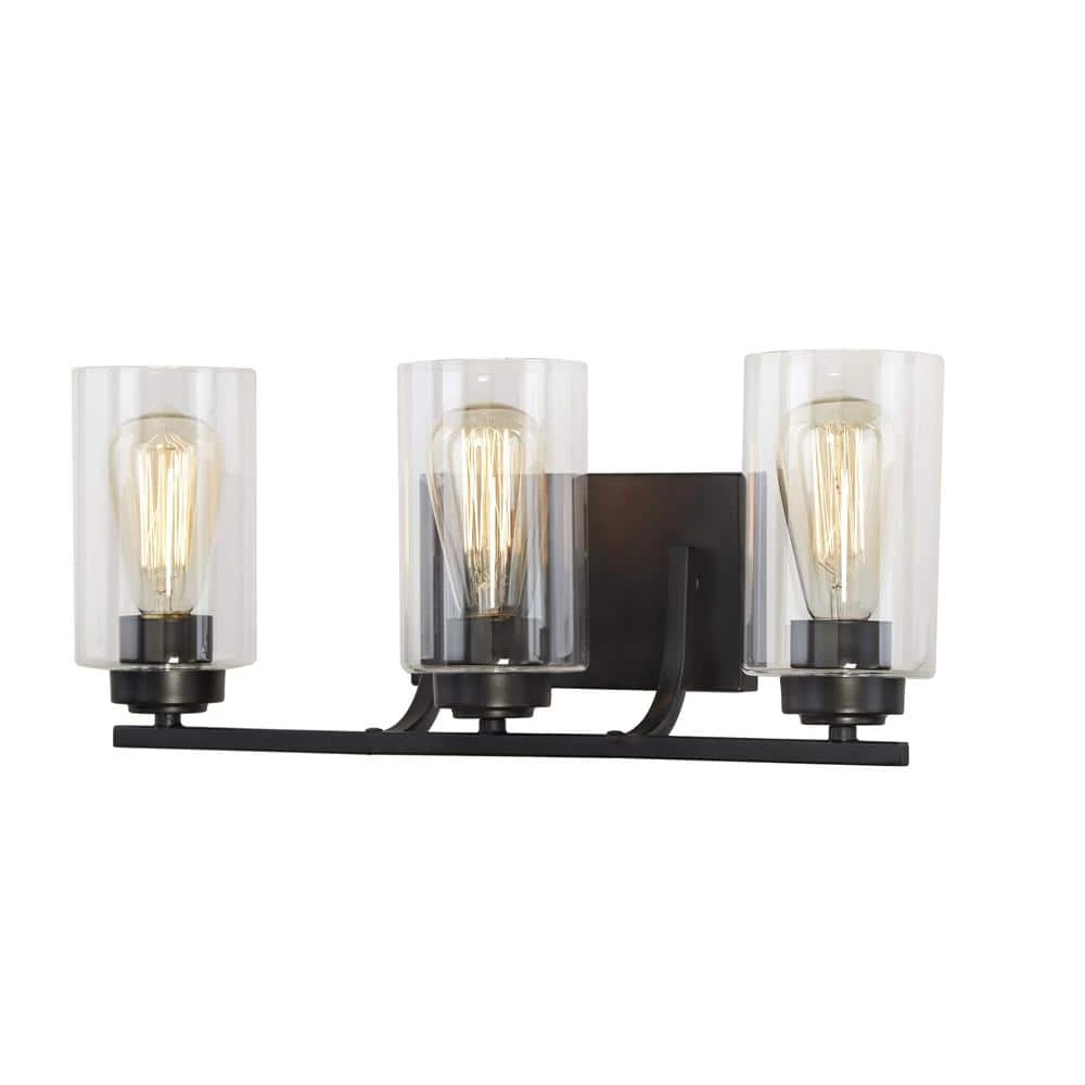Summer 3-Light Bronze Vanity Light with Clear Glass Shades by DSI LIGHTING 7 Summer 3-Light Bronze Vanity Light with Clear Glass Shades by DSI LIGHTING - Image 5