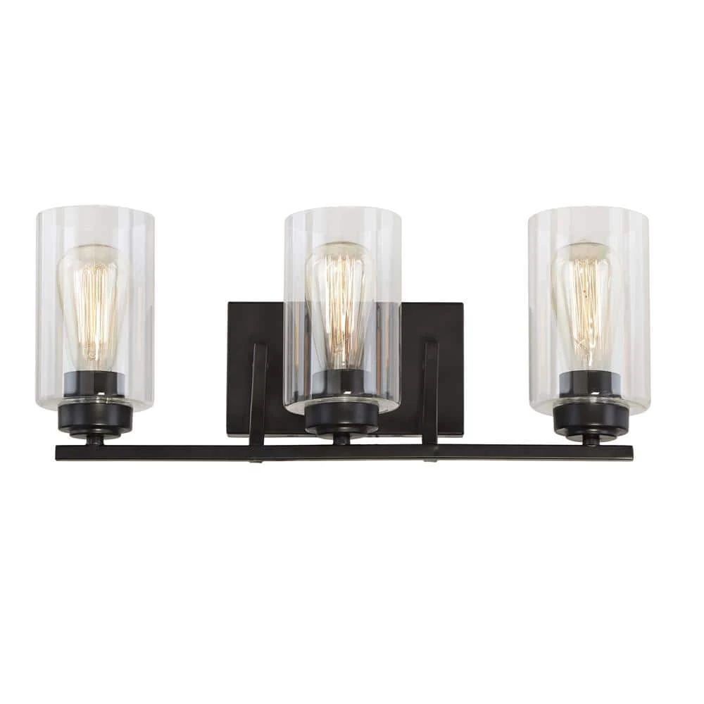 Summer 3-Light Bronze Vanity Light with Clear Glass Shades by DSI LIGHTING 4 Summer 3-Light Bronze Vanity Light with Clear Glass Shades by DSI LIGHTING - Image 2