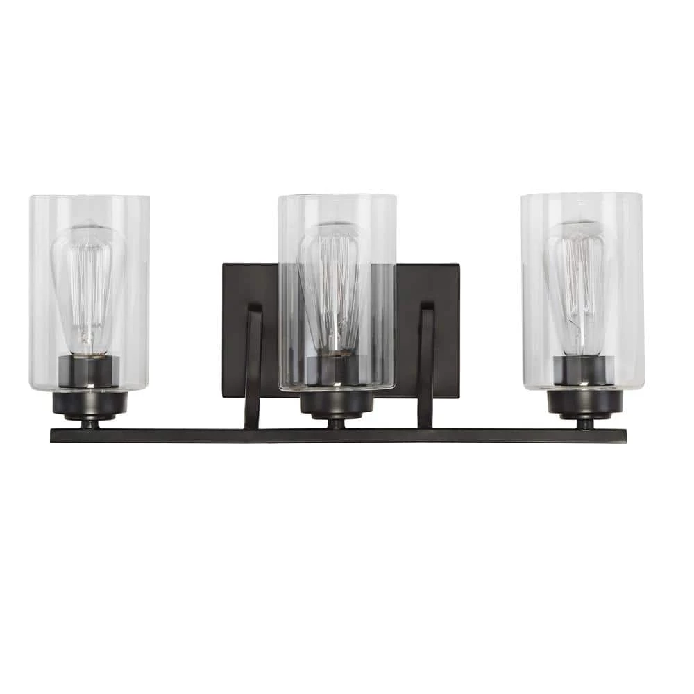 Summer 3-Light Bronze Vanity Light with Clear Glass Shades by DSI LIGHTING 3 Summer 3-Light Bronze Vanity Light with Clear Glass Shades by DSI LIGHTING