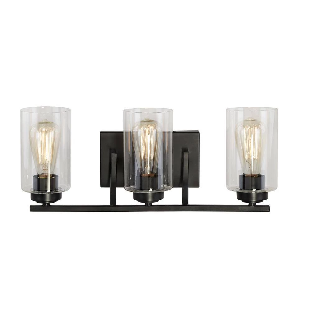 Summer 3-Light Bronze Vanity Light with Clear Glass Shades by DSI LIGHTING 5 Summer 3-Light Bronze Vanity Light with Clear Glass Shades by DSI LIGHTING - Image 3