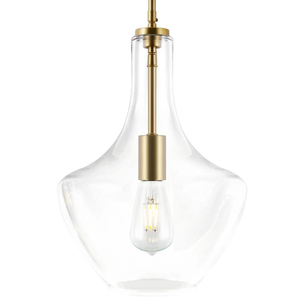 Sienna 1-Light Brushed Brass/Clear Pendant with Glass Shade by Light Society 7 Sienna 1-Light Brushed Brass/Clear Pendant with Glass Shade by Light Society - Image 5