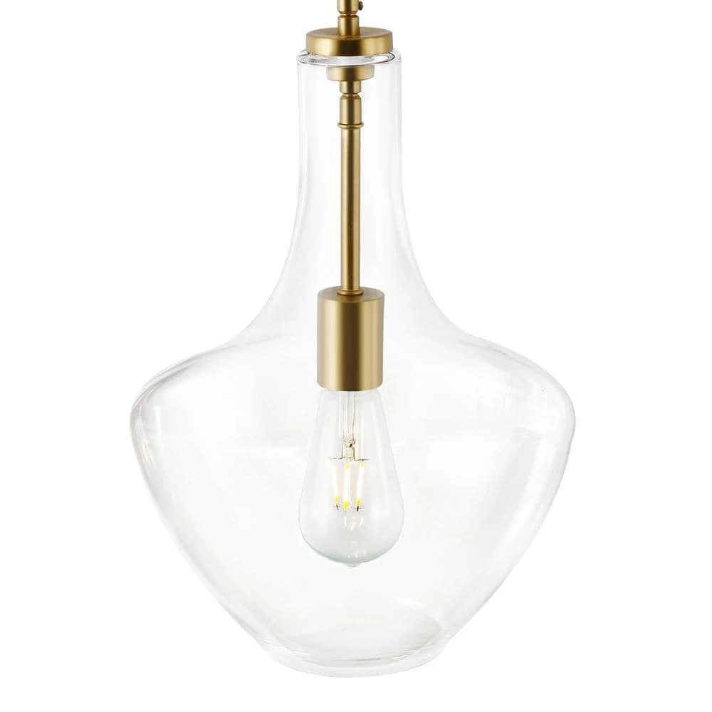 Sienna 1-Light Brushed Brass/Clear Pendant with Glass Shade by Light Society 6 Sienna 1-Light Brushed Brass/Clear Pendant with Glass Shade by Light Society - Image 4