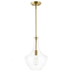Sienna 1-Light Brushed Brass/Clear Pendant with Glass Shade by Light Society