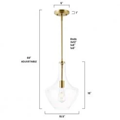 Sienna 1-Light Brushed Brass/Clear Pendant with Glass Shade by Light Society 18 Sienna 1-Light Brushed Brass/Clear Pendant with Glass Shade by Light Society -Hot Sale Light Society Store brushed brass clear light society chandeliers ls c263 bb cl 76 1000