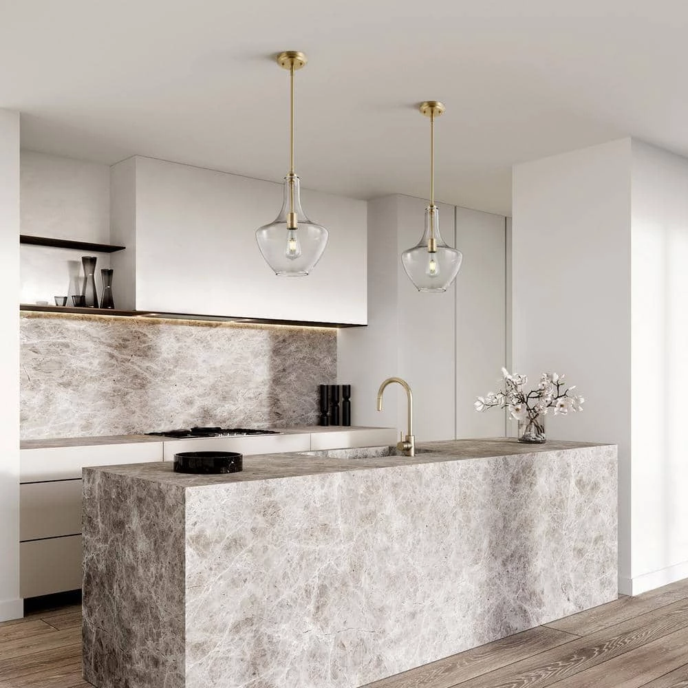 Sienna 1-Light Brushed Brass/Clear Pendant with Glass Shade by Light Society 4 Sienna 1-Light Brushed Brass/Clear Pendant with Glass Shade by Light Society - Image 2