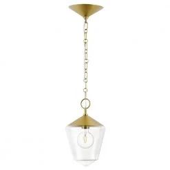 Beau 9 in. 1-Light Brushed Brass Pendant with Clear Glass Shade by Light Society -Hot Sale Light Society Store brushed brass clear light society chandeliers ls c318 bb cl 4f 1000