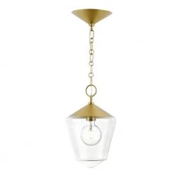 Beau 9 in. 1-Light Brushed Brass Pendant with Clear Glass Shade by Light Society -Hot Sale Light Society Store brushed brass clear light society chandeliers ls c318 bb cl c3 1000