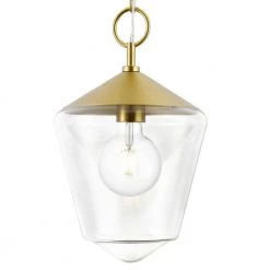 Beau 9 in. 1-Light Brushed Brass Pendant with Clear Glass Shade by Light Society -Hot Sale Light Society Store brushed brass clear light society chandeliers ls c318 bb cl fa 1000
