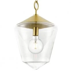 Beau 14 in. 1-Light Brushed Bras Pendant Light with Clear Glass Shade by Light Society -Hot Sale Light Society Store brushed brass clear light society chandeliers ls c319 bb cl 1f 1000