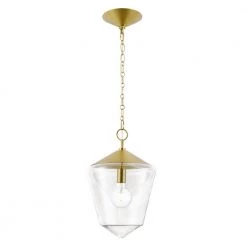 Beau 14 in. 1-Light Brushed Bras Pendant Light with Clear Glass Shade by Light Society -Hot Sale Light Society Store brushed brass clear light society chandeliers ls c319 bb cl 4f 1000