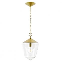 Beau 14 in. 1-Light Brushed Bras Pendant Light with Clear Glass Shade by Light Society -Hot Sale Light Society Store brushed brass clear light society chandeliers ls c319 bb cl c3 1000
