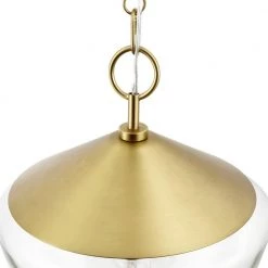 Beau 14 in. 1-Light Brushed Bras Pendant Light with Clear Glass Shade by Light Society -Hot Sale Light Society Store brushed brass clear light society chandeliers ls c319 bb cl fa 1000