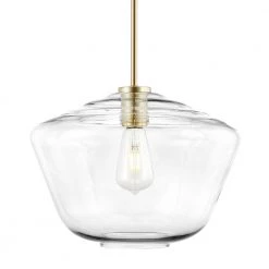 Vera 1-Light Brushed Brass Pendant with Clear Glass Shade by Light Society -Hot Sale Light Society Store brushed brass clear light society chandeliers ls c321 bb cl 4f 1000