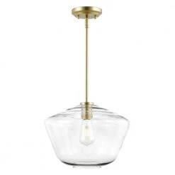 Vera 1-Light Brushed Brass Pendant with Clear Glass Shade by Light Society