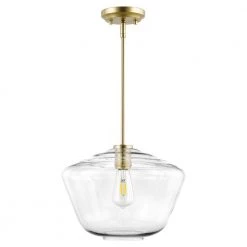 Vera 1-Light Brushed Brass Pendant with Clear Glass Shade by Light Society -Hot Sale Light Society Store brushed brass clear light society chandeliers ls c321 bb cl c3 1000