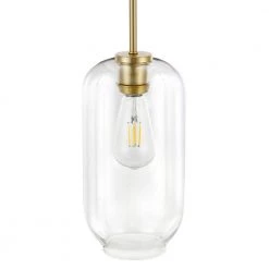 Mila 1-Light Brushed Brass/Clear Pendant with Glass Shade by Light Society 15 Mila 1-Light Brushed Brass/Clear Pendant with Glass Shade by Light Society -Hot Sale Light Society Store brushed brass clear light society chandeliers ls c322 bb cl 1f 1000