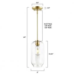 Mila 1-Light Brushed Brass/Clear Pendant with Glass Shade by Light Society 18 Mila 1-Light Brushed Brass/Clear Pendant with Glass Shade by Light Society -Hot Sale Light Society Store brushed brass clear light society chandeliers ls c322 bb cl 76 1000