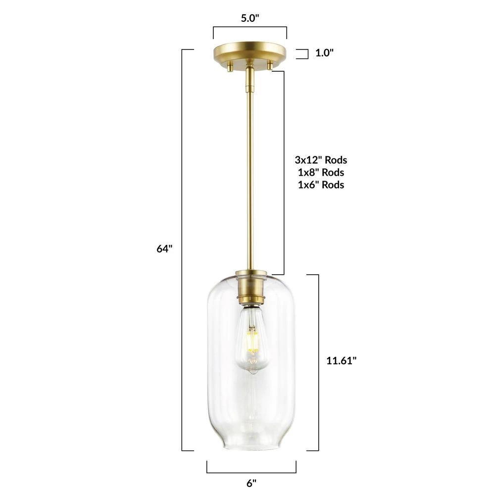 Mila 1-Light Brushed Brass/Clear Pendant with Glass Shade by Light Society 10 Mila 1-Light Brushed Brass/Clear Pendant with Glass Shade by Light Society - Image 8