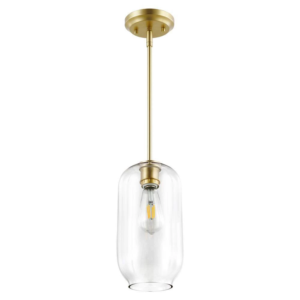 Mila 1-Light Brushed Brass/Clear Pendant with Glass Shade by Light Society 5 Mila 1-Light Brushed Brass/Clear Pendant with Glass Shade by Light Society - Image 3