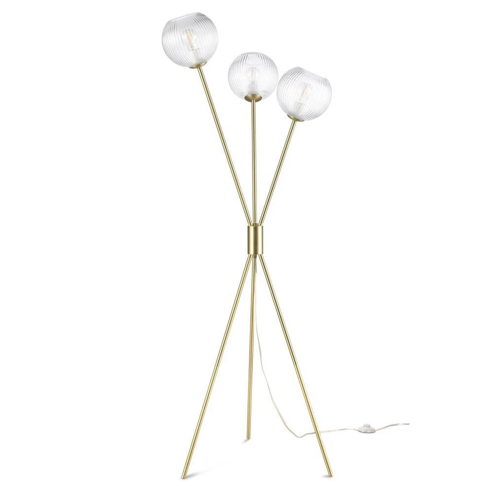 Medusi 65.75 in. Brushed Brass/Clear Floor Lamp with Glass Shades by Light Society 4 Medusi 65.75 in. Brushed Brass/Clear Floor Lamp with Glass Shades by Light Society - Image 2