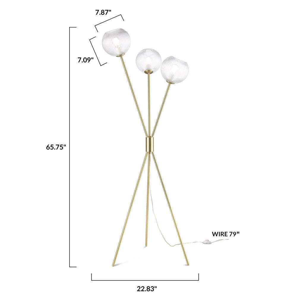 Medusi 65.75 in. Brushed Brass/Clear Floor Lamp with Glass Shades by Light Society 8 Medusi 65.75 in. Brushed Brass/Clear Floor Lamp with Glass Shades by Light Society - Image 6