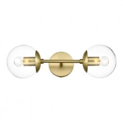 Zeno Globe 2-Light Wall Sconce in Brushed Brass/Clear by Light Society -Hot Sale Light Society Store brushed brass clear light society wall sconces ls w268 bb cl 1f 1000