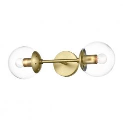 Zeno Globe 2-Light Wall Sconce in Brushed Brass/Clear by Light Society -Hot Sale Light Society Store brushed brass clear light society wall sconces ls w268 bb cl 44 1000