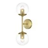 Zeno Globe 2-Light Wall Sconce in Brushed Brass/Clear by Light Society -Hot Sale Light Society Store brushed brass clear light society wall sconces ls w268 bb cl 64 1000