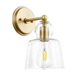 Riis 5 in. Brushed Brass/Clear Wall Sconce by Light Society -Hot Sale Light Society Store brushed brass clear light society wall sconces ls w316 bb cl 1f 1000