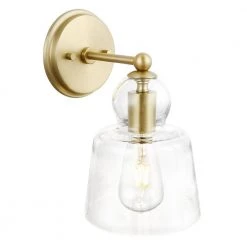 Riis 5 in. Brushed Brass/Clear Wall Sconce by Light Society -Hot Sale Light Society Store brushed brass clear light society wall sconces ls w316 bb cl 44 1000