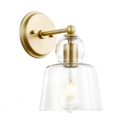 Riis 5 in. Brushed Brass/Clear Wall Sconce by Light Society -Hot Sale Light Society Store brushed brass clear light society wall sconces ls w316 bb cl 4f 1000