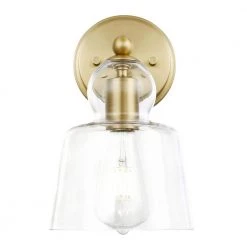 Riis 5 in. Brushed Brass/Clear Wall Sconce by Light Society