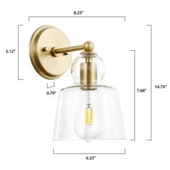 Riis 5 in. Brushed Brass/Clear Wall Sconce by Light Society -Hot Sale Light Society Store brushed brass clear light society wall sconces ls w316 bb cl 76 1000