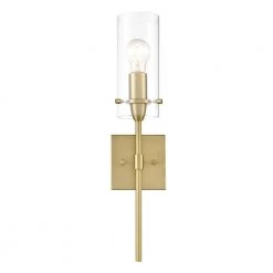 Montreal Brushed Brass Wall Sconce with Clear Glass by Light Society -Hot Sale Light Society Store brushed brass light society wall sconces ls w238 bb cl 4f 1000