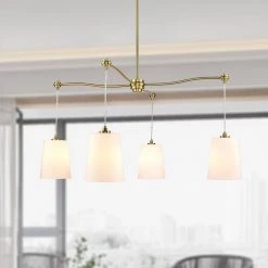 Llie 4-Light Brushed Brass/Opal Chandelier with Glass Shades by Light Society 17 Llie 4-Light Brushed Brass/Opal Chandelier with Glass Shades by Light Society -Hot Sale Light Society Store brushed brass opal light society chandeliers ls c487 bb op 31 1000