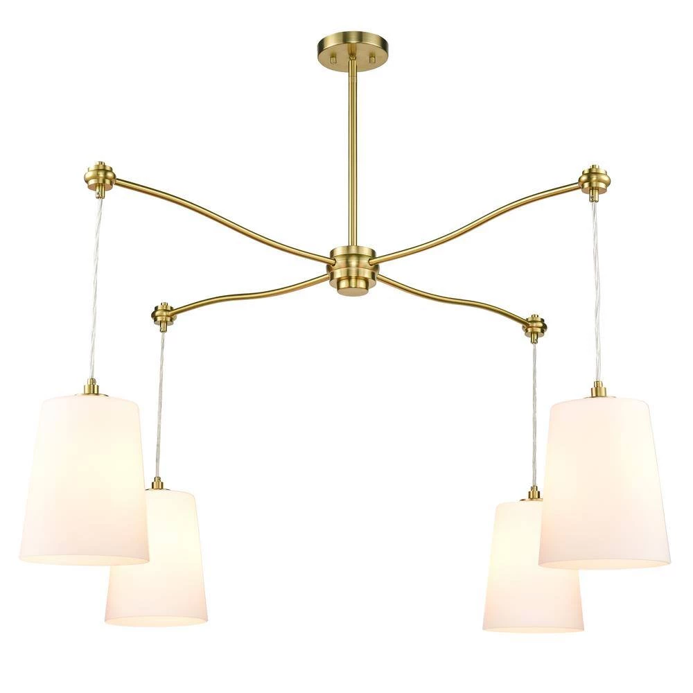 Llie 4-Light Brushed Brass/Opal Chandelier with Glass Shades by Light Society 7 Llie 4-Light Brushed Brass/Opal Chandelier with Glass Shades by Light Society - Image 5