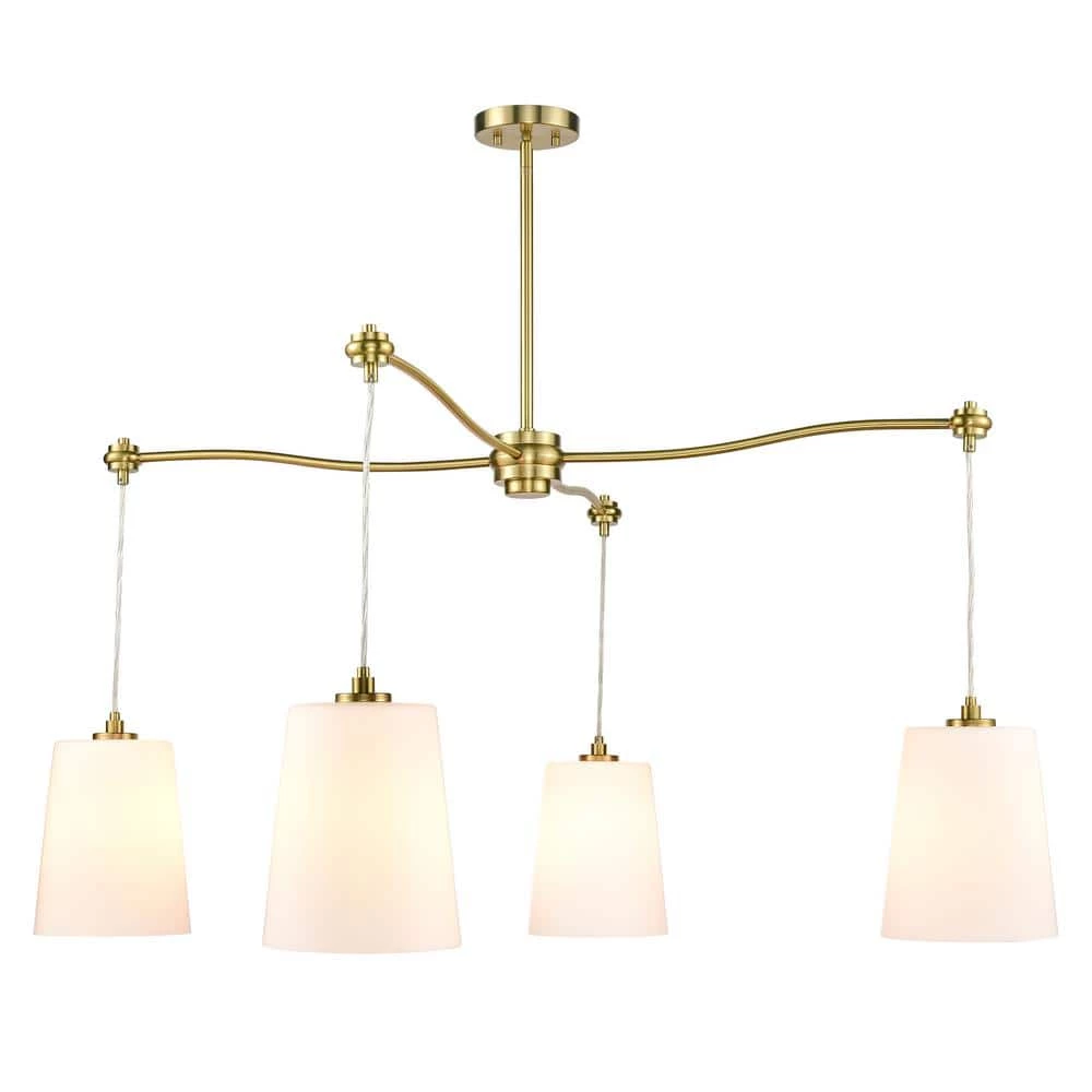 Llie 4-Light Brushed Brass/Opal Chandelier with Glass Shades by Light Society 3 Llie 4-Light Brushed Brass/Opal Chandelier with Glass Shades by Light Society