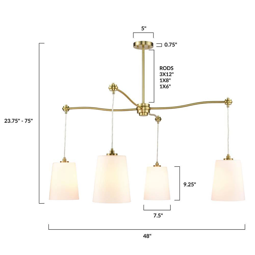 Llie 4-Light Brushed Brass/Opal Chandelier with Glass Shades by Light Society 9 Llie 4-Light Brushed Brass/Opal Chandelier with Glass Shades by Light Society - Image 7