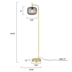 Aveni 61.06 in. Brushed Brass/Smoke Floor Lamp with Glass Shade by Light Society -Hot Sale Light Society Store brushed brass smoke light society floor lamps ls f442 bb smk 76 1000